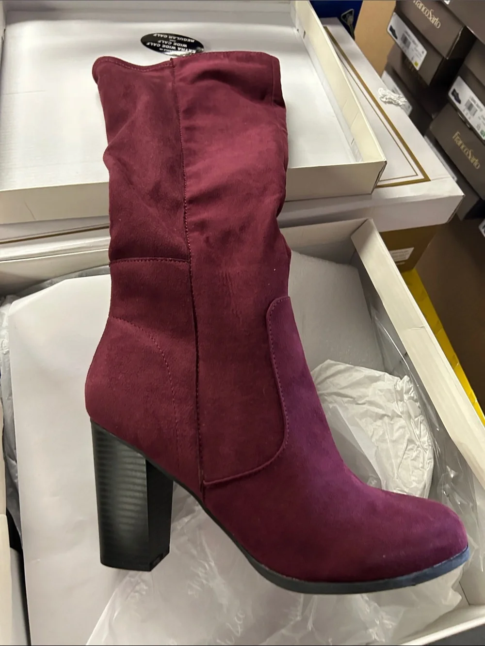 Style & Co. Over-the-Knee Block Heel Boots in Burgundy